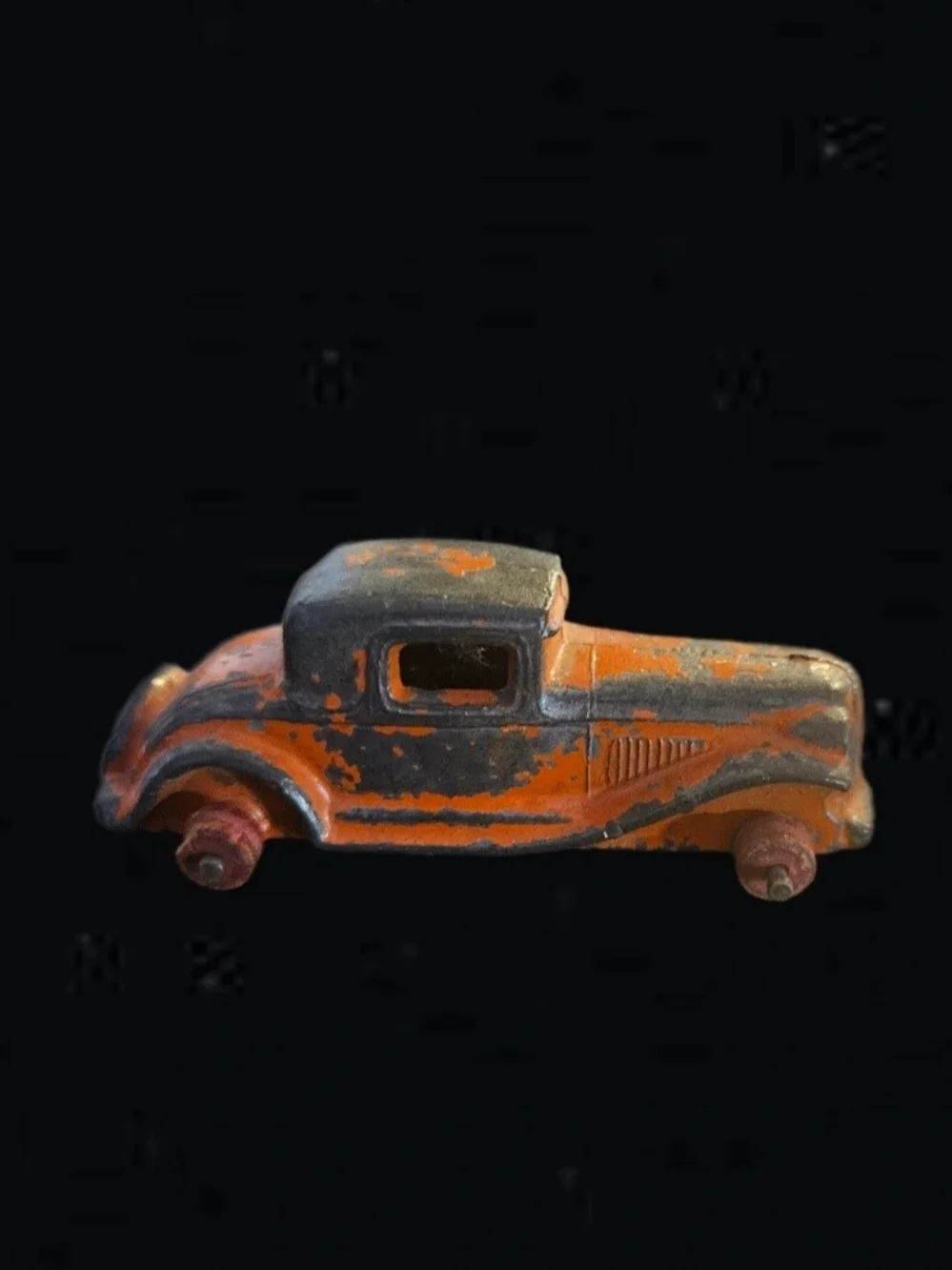 Vintage 1930s Kansas Toy & Novelty Slush Cast Lead Coupe Car Orange